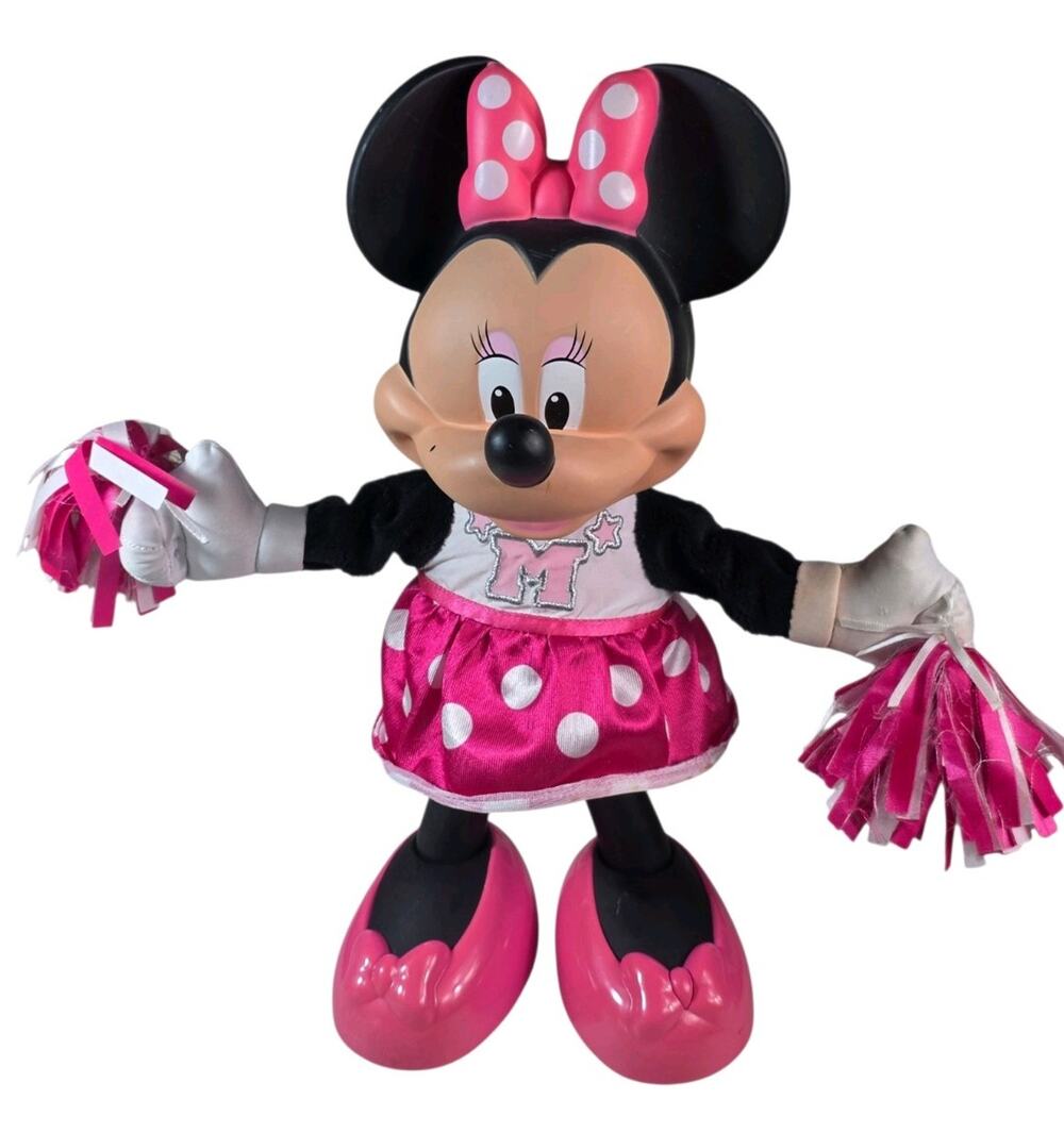 Disney MINNIE MOUSE Cheerleader Sings & Moves Tested & Works! 2012 Mattel 15"